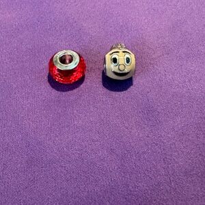 Ohio State Red Faceted Glass and Smiley Face Bead Charm Set